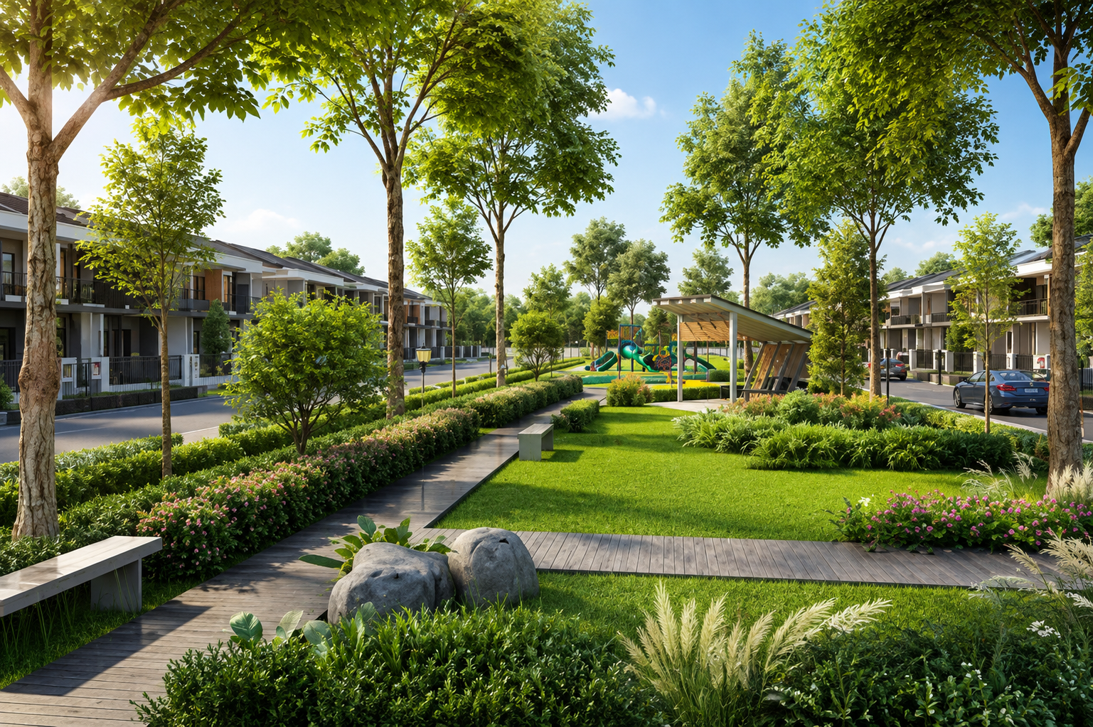 Motia Sunrise Hills landscaped park and plotted community